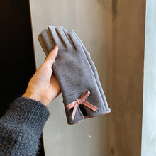 Load image into Gallery viewer, Winter Women's Korean-Style Cute Bow Fleece-Lined Thickened Autumn Riding Electric Car Cold-Proof Warm Touch Screen Gloves