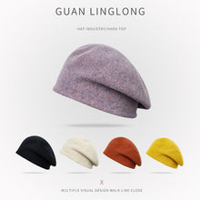 Load image into Gallery viewer, Hat Female Autumn and Winter 22 New Knitted Wool Cap Warm Pile Heap Cap Winter Cashmere Toque British Beret