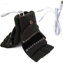 Load image into Gallery viewer, Electric Thermal Gloves Charging Gloves Knitted Hand Warmer Half Finger Heating Gloves