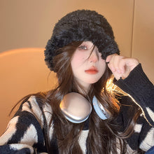 Load image into Gallery viewer, Solid Color Plush Knitted Woolen Cap Women 'S Autumn And Winter New Big Head Circumference Makes Face Look Smaller Warm Ear Protection Woolen Cap