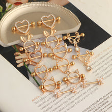 Load image into Gallery viewer, 8 Pairs Breast Ring Black Puncture Set Combination Stainless Steel Piercing Ornaments Milk