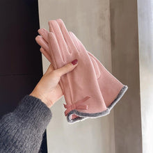 Load image into Gallery viewer, Winter Women's Korean-Style Cute Bow Fleece-Lined Thickened Autumn Riding Electric Car Cold-Proof Warm Touch Screen Gloves