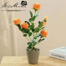 Load image into Gallery viewer, Artificial Six-Head Rose Bonsai Artificial Flower Creative Artificial Fashion Home Decorations