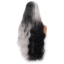 Load image into Gallery viewer, Cosplay Wig Medium Split Black and White Gradient Long Curly Wig Halloween Dress up Wig Sheath