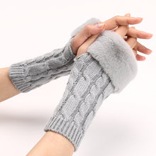 Load image into Gallery viewer, Knitted Flip-up Short Female Couple Arm Sleeve Half Finger Open Finger Wool Keep Warm Gloves