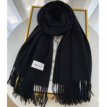 Load image into Gallery viewer, 2023autumn and Winter Cashmere Scarf Texture Solid Color Tassel Warm Long Wrap All-Matching Thickened Couple Scarf