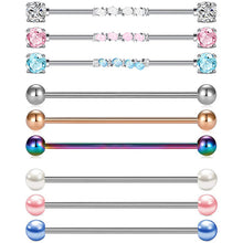 Load image into Gallery viewer, Piercing Jewelry Set Long Brush Holder Stud Earrings Stainless Steel Industrial Bridge