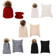 Load image into Gallery viewer, Infant Winter Woolen Hat Scarf Set Cold-Proof Thermal Knitting Baby Hat Set Hat