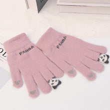 Load image into Gallery viewer, Fleece-Lined Thickened Touch Screen Warm Gloves Knitted Lesser Panda Plush Gloves Female Cute