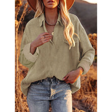 Load image into Gallery viewer, Women's Corduroy Polo Collar Top Pullover Loose Solid Color Shirt Coat