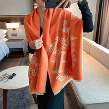 Load image into Gallery viewer, 2023 Autumn and Winter New European and American Famous H Letter Artificial Cashmere Scarf Women's Air-Conditioned Room Outdoor Decoration Long Wrap