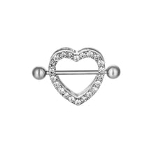 Load image into Gallery viewer, Diamond-Embedded Love Nipple Ring Electroplated Heart-Shaped Three-Color Adhesive Nail Breast Buckle