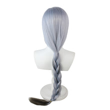 Load image into Gallery viewer, Game Genshin Impact Shenhe Cosplay Wig Blue White Color Long Braids Headwear Heat Resistant Synthetic Hair 80cm