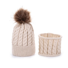 Load image into Gallery viewer, Infant Winter Woolen Hat Scarf Set Cold-Proof Thermal Knitting Baby Hat Set Hat