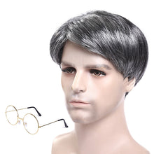 Load image into Gallery viewer, Cosplay Grandpa Wig Beard Halloween Middle-Aged and Elderly Silver Black Wig Stage Dress Up Wig