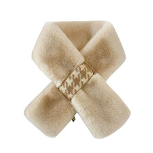 Load image into Gallery viewer, Dongdaemun Korean Girl's Heart Furry Cross Fur Collar Scarf Autumn and Winter Warm Fashion Houndstooth Plush Scarf