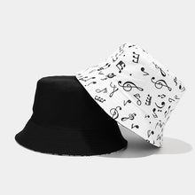 Load image into Gallery viewer, Musical Note Pattern Reversible Fisherman Hat Female Summer Outdoor Travel Sun Hat Sun Protection Bucket Hat