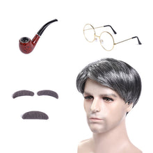 Load image into Gallery viewer, Cosplay Grandpa Wig Beard Halloween Middle-Aged and Elderly Silver Black Wig Stage Dress Up Wig