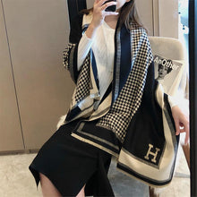 Load image into Gallery viewer, Women's Cashmere Scarf Shawl Winter All-Matching Talma Korean Style H Letter Scarf Warm