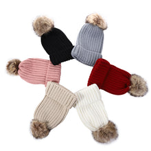 Load image into Gallery viewer, Knitted Wool Hat Winter Warm Fashion Wool Fluffy Ball Cap Fashion Thickened