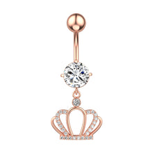 Load image into Gallery viewer, New Crown Zircon Navel Ring Navel Stud Human Body Piercing Accessories