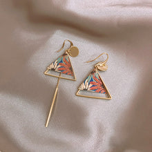 Load image into Gallery viewer, Silver Needle Pearl Diamond Asymmetric Geometric Alphabet Letter Earrings Fashion Trendy Design Tassel Ear Studs Graceful Earrings