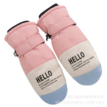 Load image into Gallery viewer, Women's Ski Gloves Fashion English Color Matching Windproof Cycling plus Velvet Thickened Bag Finger