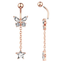 Load image into Gallery viewer, Chain Pentagram Zircon Belly Ring Navel Stud Piercing Jewelry