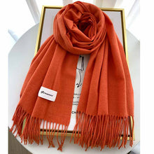 Load image into Gallery viewer, 2023autumn and Winter Cashmere Scarf Texture Solid Color Tassel Warm Long Wrap All-Matching Thickened Couple Scarf