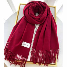 Load image into Gallery viewer, 2023autumn and Winter Cashmere Scarf Texture Solid Color Tassel Warm Long Wrap All-Matching Thickened Couple Scarf