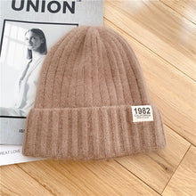 Load image into Gallery viewer, Hat Female Autumn and Winter Korean Style All-Matching Solid Color Digital Ins Knitted Hat Warm Korean Fashion Cute Wool Hat