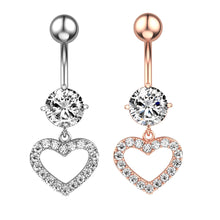 Load image into Gallery viewer, New Peach Heart Zirconium Navel Ring Navel Stud Piercing Jewelry