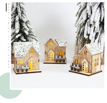 Load image into Gallery viewer, Christmas Wooden Craftwork Wooden Snow Light-Emitting Cabin Lighting Home Desktop Led Decorations Ornaments
