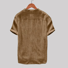 Load image into Gallery viewer, Men's Short-Sleeved Solid Color Cotton and Linen Shirt