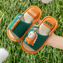 Load image into Gallery viewer, Slippers Spring and Autumn Linen Slippers Boys and Girls Summer Cartoon Dinosaur Slippers Indoor Non-Slip