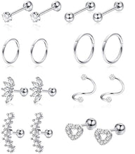 Load image into Gallery viewer, Zircon Stud Earrings Female Stainless Steel Puncture Ear Bone Stud Suit
