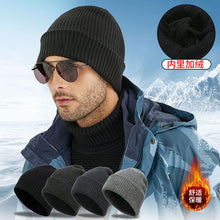 Load image into Gallery viewer, Winter Retro Men's Thickened plus Fluff Knitted Hat Fashionable Solid Color All-Matching Closed Toe Beanie Hat Sports Cold-Proof Woolen Cap