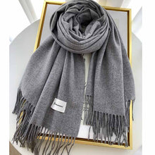 Load image into Gallery viewer, 2023autumn and Winter Cashmere Scarf Texture Solid Color Tassel Warm Long Wrap All-Matching Thickened Couple Scarf