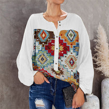Load image into Gallery viewer, Women's round-Neck Shirt Button Vintage Floral Print Long Sleeves Women's Shirt