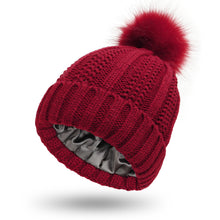 Load image into Gallery viewer, Popular Protection Hairstyle Silky Stretch Satin Knitted Hat Loose and Warm Woolen Cap Ladies