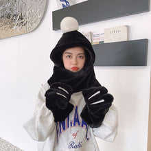 Load image into Gallery viewer, 2021 New Autumn and Winter Plush Scarf Cute Rabbit Ear Thickened Warm Hat Scarf Gloves Integrated