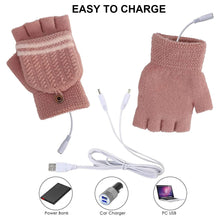 Load image into Gallery viewer, Electric Thermal Gloves Charging Gloves Knitted Hand Warmer Half Finger Heating Gloves