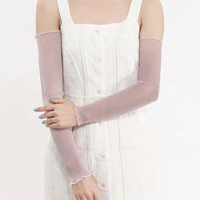 Load image into Gallery viewer, Ladies Bow Long Sleeves Outdoor Cycling Spring/Summer Sunscreen Lace Lace Half Finger Arm Sleeve Gloves