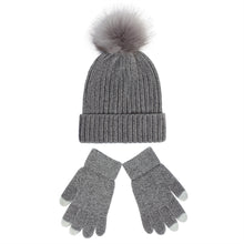 Load image into Gallery viewer, Knitted Hat Women's 2023 New Chenille Wool Hat Gloves Set Thickened Warm Fluffy Ball Cap Autumn and Winter