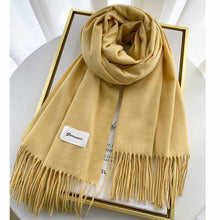 Load image into Gallery viewer, 2023autumn and Winter Cashmere Scarf Texture Solid Color Tassel Warm Long Wrap All-Matching Thickened Couple Scarf