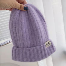 Load image into Gallery viewer, Hat Female Autumn and Winter Korean Style All-Matching Solid Color Digital Ins Knitted Hat Warm Korean Fashion Cute Wool Hat