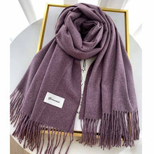 Load image into Gallery viewer, 2023autumn and Winter Cashmere Scarf Texture Solid Color Tassel Warm Long Wrap All-Matching Thickened Couple Scarf