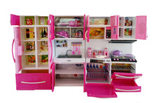 Load image into Gallery viewer, Simulation kitchen 3 in 1 set children's pretend play cooking cabinet tools cutlery doll set toy educational educational doll girl's gift