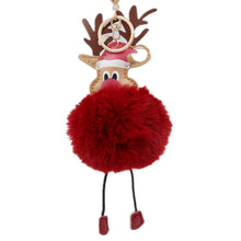 Load image into Gallery viewer, Christmas Elk Fur Ball Keychain Cute Bag Pompons Pendant Pompons Christmas Fuzzy Ball Hanging Drop 5pcs