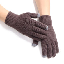 Load image into Gallery viewer, Warm Finger Riding Gloves Men's Solid Color with Fur Thickened Knitted Touch-Screen Gloves